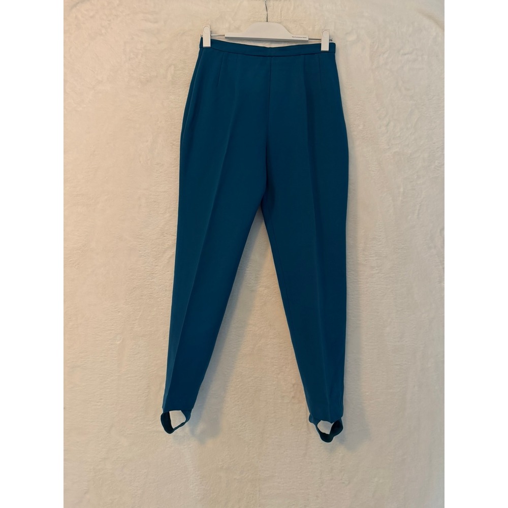 Vintage Jack Winter Teal Blue Stirrup Pants Prestique Koratron High Waist 27